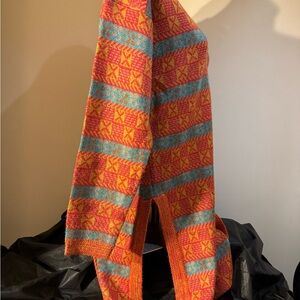 Stefanel multicolored sweater v-neck dress Large made in Italy